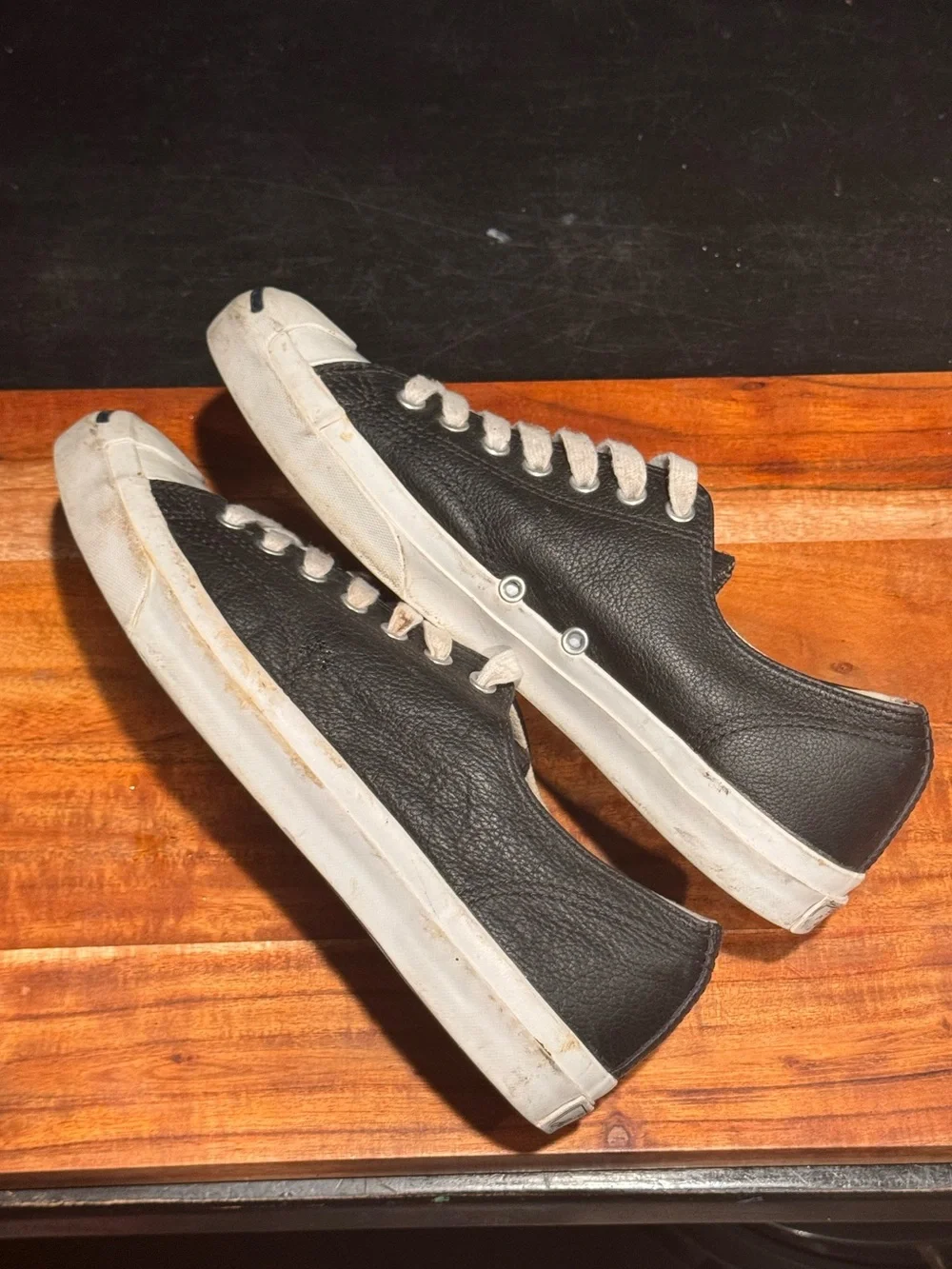 SOLD‼️Converse Unisex Jack Purcell Ox Leather Low Top Black/White1S962 Men’s 9.5 - Picture 4 of 8